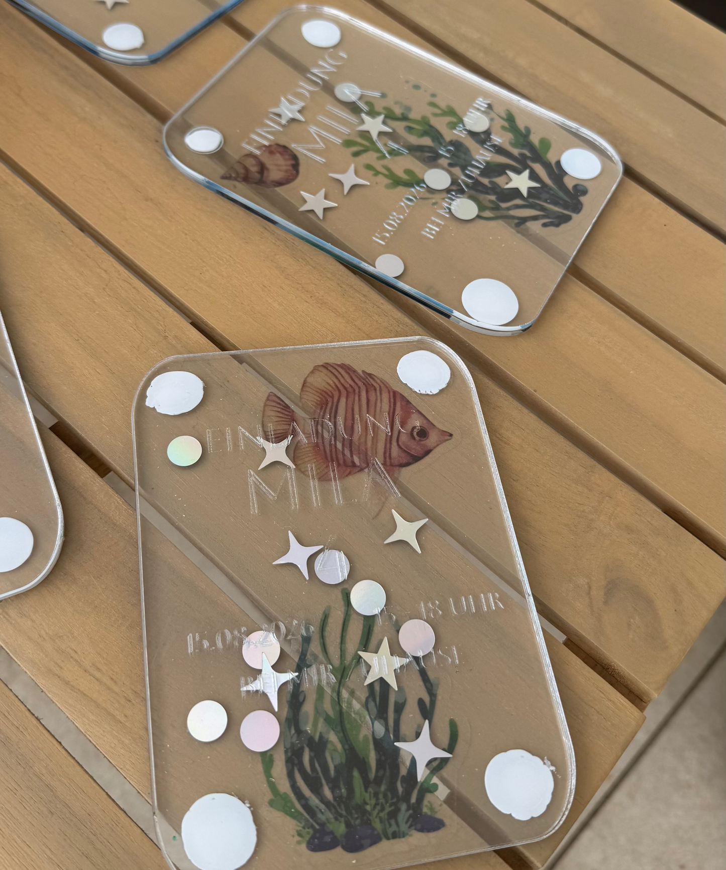 Personalisierte Acryl Einladung zum Geburtstag | DIY-5er-Set