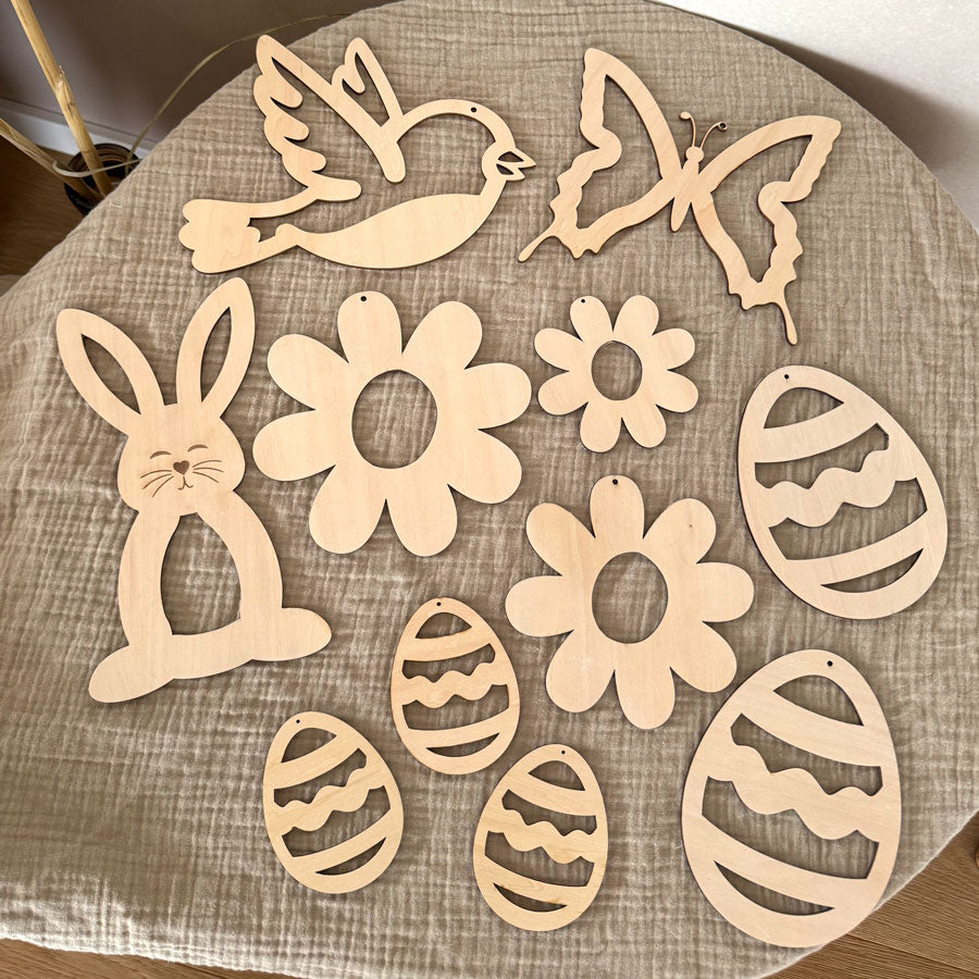 Frühlings- & Oster Holzformen - Set | Birkenholz – 11 Motive