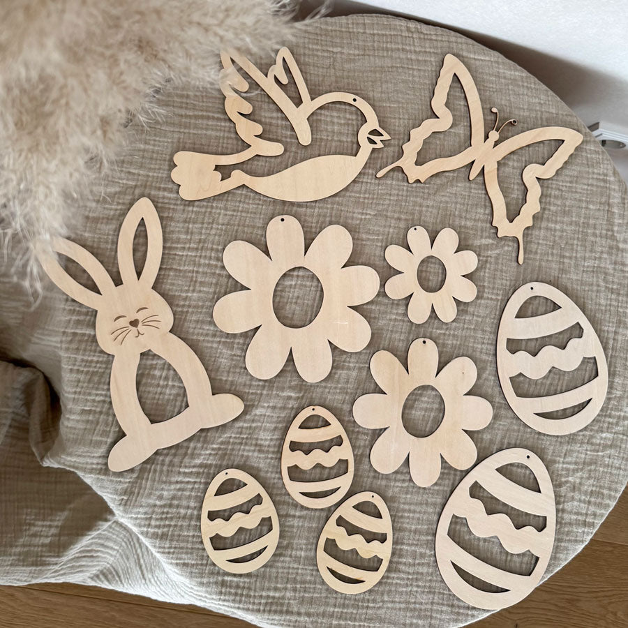 Frühlings- & Oster Holzformen - Set | Birkenholz – 11 Motive