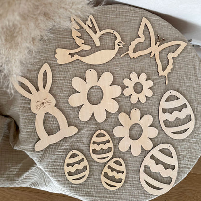 Frühlings- & Oster Holzformen - Set | Birkenholz – 11 Motive