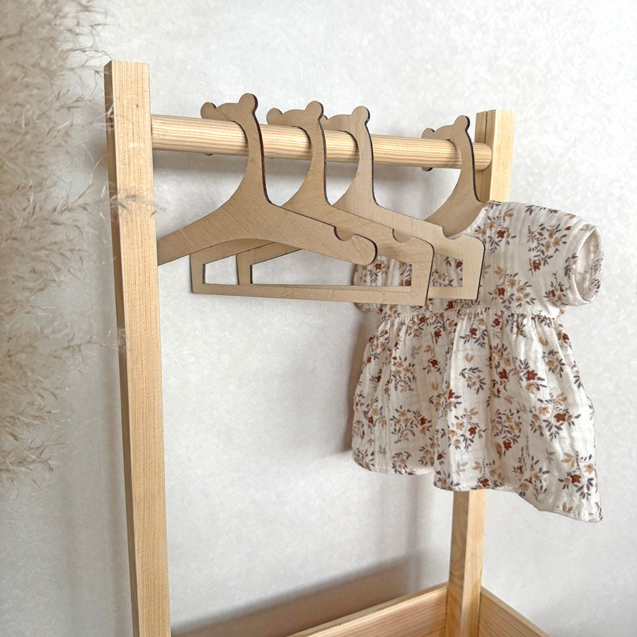 Puppen-Kleiderbügel mit Öhrchen – 8er Set aus Birkenholz